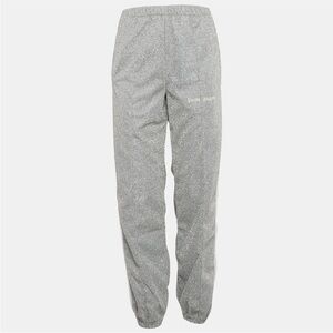 Palm Angels Silver Glitter Lurex Knit Tape Trimmed Trackpants Size Small